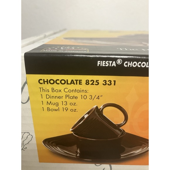 Fiesta Square CHOCOLATE  3 Piece Place‎ Setting, Dinner, Bowl & Mug - Picture 5 of 5